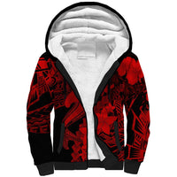 Aloha Hawaii Sherpa Hoodie Hammerhead Shark Tattoo Polynesian Summer - Red LT9 Unisex Red - Polynesian Pride