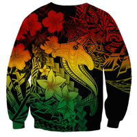 Aloha Hawaii Sweatshirt Hammerhead Shark Tattoo Polynesian Summer - Reggae LT9 - Polynesian Pride
