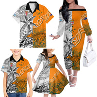 Fiji Australia Rugby Family Matching Off Shoulder Long Sleeve Dress and Hawaiian Shirt World Cup 2023 Polynesia Tapa Mixed Indigenous Aboriginal LT9 - Polynesian Pride