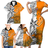 Fiji Australia Rugby Family Matching Short Sleeve Bodycon Dress and Hawaiian Shirt World Cup 2023 Polynesia Tapa Mixed Indigenous Aboriginal LT9 - Polynesian Pride
