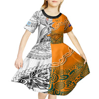 fiji-australia-rugby-kid-short-sleeve-dress-world-cup-2023-polynesia-tapa-mixed-indigenous-aboriginal