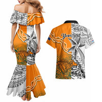 Personalised Fiji Australia Rugby Couples Matching Mermaid Dress and Hawaiian Shirt World Cup 2023 Polynesia Tapa Mixed Indigenous Aboriginal LT9 - Polynesian Pride