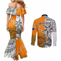 Personalised Fiji Australia Rugby Couples Matching Mermaid Dress and Long Sleeve Button Shirts World Cup 2023 Polynesia Tapa Mixed Indigenous Aboriginal LT9 - Polynesian Pride