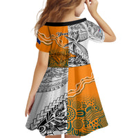 Personalised Fiji Australia Rugby Family Matching Short Sleeve Bodycon Dress and Hawaiian Shirt World Cup 2023 Polynesia Tapa Mixed Indigenous Aboriginal LT9 - Polynesian Pride