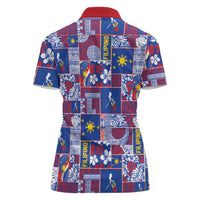 Filipino Maligayang Pasko Women Polo Shirt Pacific Patchwork Xmas Vibes - Polynesian Pride