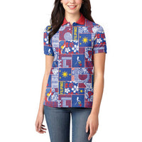 Filipino Maligayang Pasko Women Polo Shirt Pacific Patchwork Xmas Vibes - Polynesian Pride