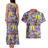 New Caledonia Joyeux Noel Couples Matching Tank Maxi Dress and Hawaiian Shirt Pacific Patchwork Xmas Vibes - Polynesian Pride