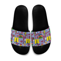 New Caledonia Joyeux Noel Slide Sandals Pacific Patchwork Xmas Vibes - Polynesian Pride