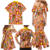 Niue Monuina e Kilisimasi Family Matching Mermaid Dress and Hawaiian Shirt Pacific Patchwork Xmas Vibes - Polynesian Pride