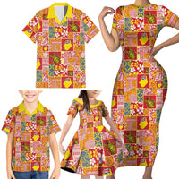 Niue Monuina e Kilisimasi Family Matching Short Sleeve Bodycon Dress and Hawaiian Shirt Pacific Patchwork Xmas Vibes - Polynesian Pride