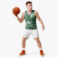 Norfolk Island Meri Krismas Basketball Jersey Pacific Patchwork Xmas Vibes - Polynesian Pride
