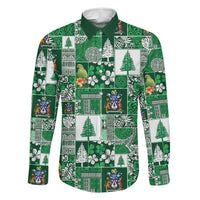 Norfolk Island Meri Krismas Family Matching Off Shoulder Short Dress and Hawaiian Shirt Pacific Patchwork Xmas Vibes - Polynesian Pride