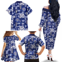 Northern Mariana Islands Magof Nochebuena Family Matching Off The Shoulder Long Sleeve Dress and Hawaiian Shirt Pacific Patchwork Xmas Vibes LT9 - Polynesian Pride
