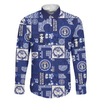 Northern Mariana Islands Magof Nochebuena Family Matching Short Sleeve Bodycon Dress and Hawaiian Shirt Pacific Patchwork Xmas Vibes LT9 Dad's Shirt - Long Sleeve Blue - Polynesian Pride
