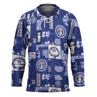 Northern Mariana Islands Magof Nochebuena Hockey Jersey Pacific Patchwork Xmas Vibes - Polynesian Pride