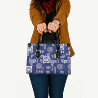 Northern Mariana Islands Magof Nochebuena Leather Bag Pacific Patchwork Xmas Vibes - Polynesian Pride