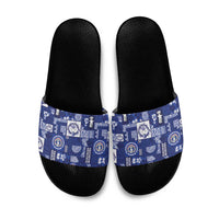 Northern Mariana Islands Magof Nochebuena Slide Sandals Pacific Patchwork Xmas Vibes - Polynesian Pride