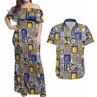 Tokelau Manuia te Kilihimahi Couples Matching Off Shoulder Maxi Dress and Hawaiian Shirt Pacific Patchwork Xmas Vibes - Polynesian Pride