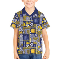 Tokelau Manuia te Kilihimahi Family Matching Mermaid Dress and Hawaiian Shirt Pacific Patchwork Xmas Vibes LT9 Son's Shirt Blue - Polynesian Pride