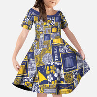 Tokelau Manuia te Kilihimahi Family Matching Off Shoulder Short Dress and Hawaiian Shirt Pacific Patchwork Xmas Vibes - Polynesian Pride