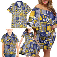 Tokelau Manuia te Kilihimahi Family Matching Off Shoulder Short Dress and Hawaiian Shirt Pacific Patchwork Xmas Vibes - Polynesian Pride