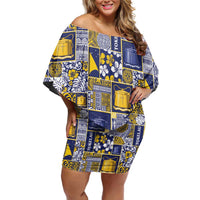 Tokelau Manuia te Kilihimahi Family Matching Off Shoulder Short Dress and Hawaiian Shirt Pacific Patchwork Xmas Vibes - Polynesian Pride