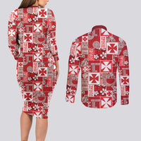 Wallis Et Futuna Kilisimasi Fiefia Couples Matching Long Sleeve Bodycon Dress and Long Sleeve Button Shirt Pacific Patchwork Xmas Vibes LT9 - Polynesian Pride