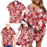 Wallis Et Futuna Kilisimasi Fiefia Family Matching Off Shoulder Short Dress and Hawaiian Shirt Pacific Patchwork Xmas Vibes LT9 - Polynesian Pride