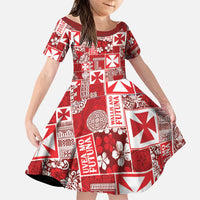Wallis Et Futuna Kilisimasi Fiefia Family Matching Summer Maxi Dress and Hawaiian Shirt Pacific Patchwork Xmas Vibes LT9 Daughter's Dress Red - Polynesian Pride