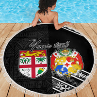 Fiji Tonga Coat of Arm Personalised Beach Blanket With Masi Tapa and Tongan Ngatu Together LT9 - Polynesian Pride