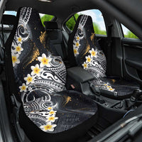 Polynesian Tribal Tattoo Car Seat Cover Plumeria Black Gold Marble Pattern