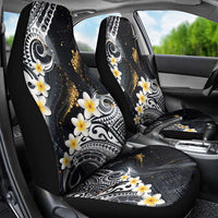 Polynesian Tribal Tattoo Car Seat Cover Plumeria Black Gold Marble Pattern