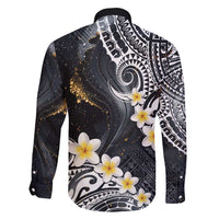 Polynesian Tribal Tattoo Family Matching Summer Maxi Dress and Hawaiian Shirt Plumeria Black Gold Marble Pattern LT9 - Polynesian Pride