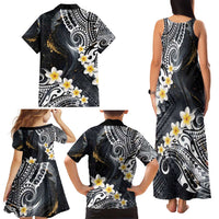 Polynesian Tribal Tattoo Family Matching Tank Maxi Dress and Hawaiian Shirt Plumeria Black Gold Marble Pattern LT9 - Polynesian Pride
