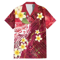 Polynesian Tribal Tattoo Family Matching Mermaid Dress and Hawaiian Shirt Plumeria Blood Red and Gold Marble Pattern LT9 Dad's Shirt - Short Sleeve Red - Polynesian Pride