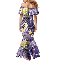 Polynesian Tribal Tattoo Family Matching Mermaid Dress and Hawaiian Shirt Plumeria Purple Marble Pattern LT9 - Polynesian Pride