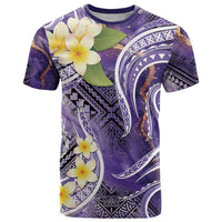 Polynesian Tribal Tattoo T Shirt Plumeria Purple Marble Pattern