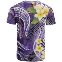 Polynesian Tribal Tattoo T Shirt Plumeria Purple Marble Pattern