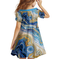 Polynesian Tribal Tattoo Family Matching Off The Shoulder Long Sleeve Dress and Hawaiian Shirt Swirling Ocean Marble Pattern LT9 - Polynesian Pride