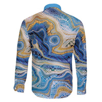 Polynesian Tribal Tattoo Family Matching Off Shoulder Short Dress and Hawaiian Shirt Swirling Ocean Marble Pattern