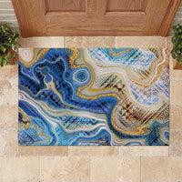 Polynesian Tribal Tattoo Rubber Doormat Swirling Ocean Marble Pattern