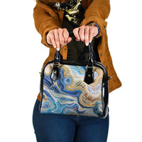 Polynesian Tribal Tattoo Shoulder Handbag Swirling Ocean Marble Pattern