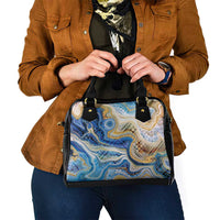 Polynesian Tribal Tattoo Shoulder Handbag Swirling Ocean Marble Pattern