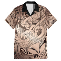 Personalised Aloha King Kamehameha Spirits Family Matching Long Sleeve Bodycon Dress and Hawaiian Shirt Beige Special LT9 Dad's Shirt - Short Sleeve Beige - Polynesian Pride