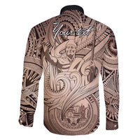 Personalised Aloha King Kamehameha Spirits Family Matching Mermaid Dress and Hawaiian Shirt Beige Special LT9 - Polynesian Pride