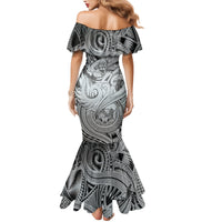 Personalised Aloha King Kamehameha Spirits Family Matching Mermaid Dress and Hawaiian Shirt Grey Special LT9 - Polynesian Pride