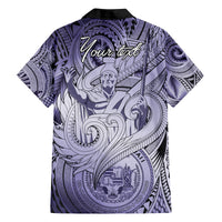 Personalised Aloha King Kamehameha Spirits Family Matching Long Sleeve Bodycon Dress and Hawaiian Shirt Violet Special LT9 - Polynesian Pride