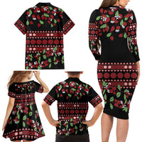 Fiji Masi Bula Tagimoucia Flowers Family Matching Long Sleeve Bodycon Dress and Hawaiian Shirt LT9 - Polynesian Pride