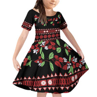 Fiji Masi Bula Tagimoucia Flowers Family Matching Off Shoulder Short Dress and Hawaiian Shirt LT9 Daughter's Dress Red - Polynesian Pride