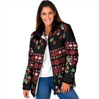 Fiji Masi Bula Tagimoucia Flowers Padded Jacket LT9 Women Red - Polynesian Pride
